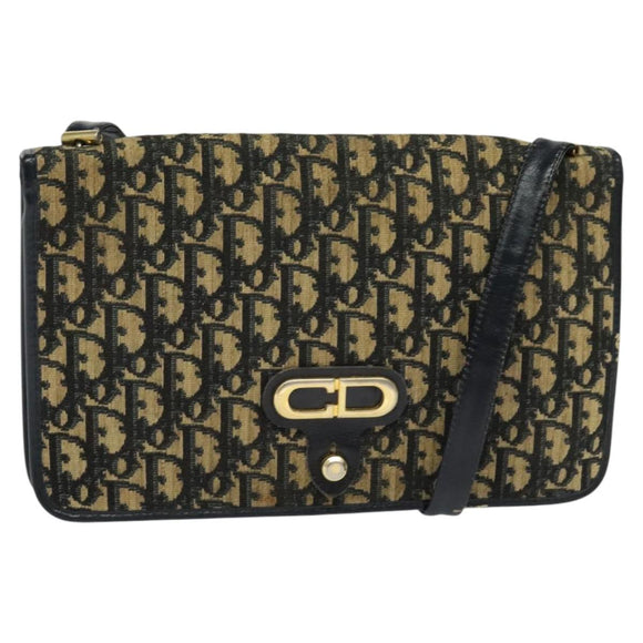 Christian Dior Trotter Canvas Shoulder Bag Navy Auth EC911