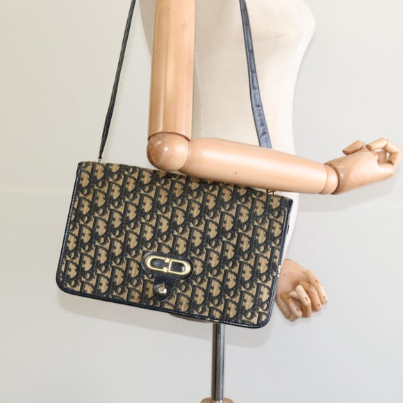 Christian Dior Trotter Canvas Shoulder Bag Navy Auth EC911