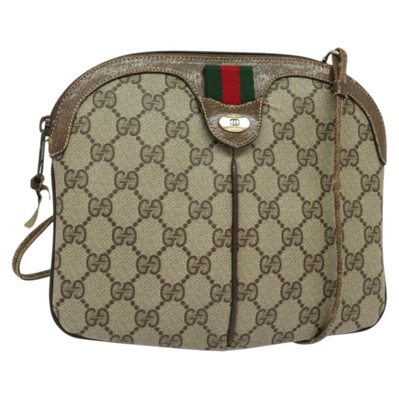 GUCCI GG Supreme Web Sherry Line Bag PVC Beige Green Red 904 02 047 Auth EC913