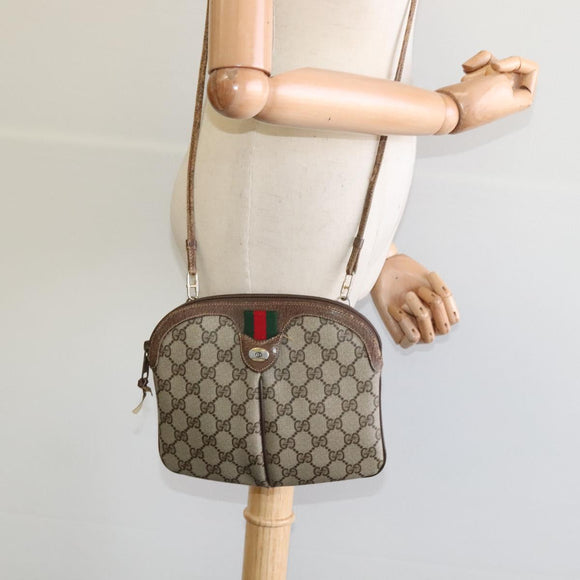 GUCCI GG Supreme Web Sherry Line Bag PVC Beige Green Red 904 02 047 Auth EC913