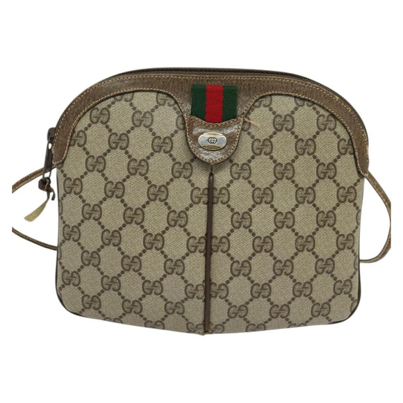 GUCCI GG Supreme Web Sherry Line Bag PVC Beige Green Red 904 02 047 Auth EC913