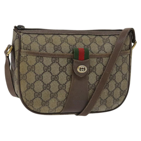 GUCCI GG Supreme Web Sherry Line Bag PVC Beige Green Red 89 02 032 Auth EC919