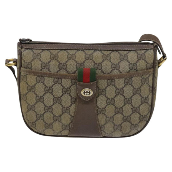 GUCCI GG Supreme Web Sherry Line Bag PVC Beige Green Red 89 02 032 Auth EC919