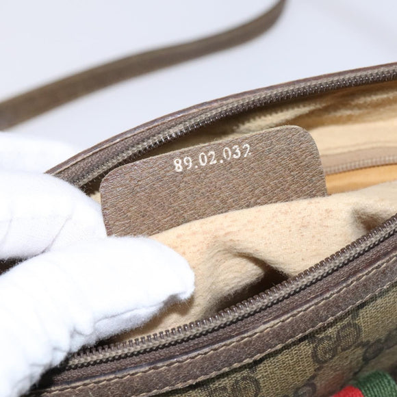 GUCCI GG Supreme Web Sherry Line Bag PVC Beige Green Red 89 02 032 Auth EC919