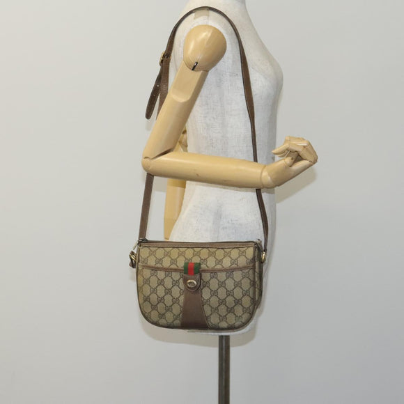 GUCCI GG Supreme Web Sherry Line Bag PVC Beige Green Red 89 02 032 Auth EC919