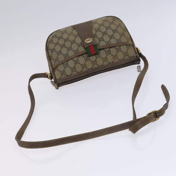 GUCCI GG Supreme Web Sherry Line Bag PVC Beige Green Red 89 02 032 Auth EC919