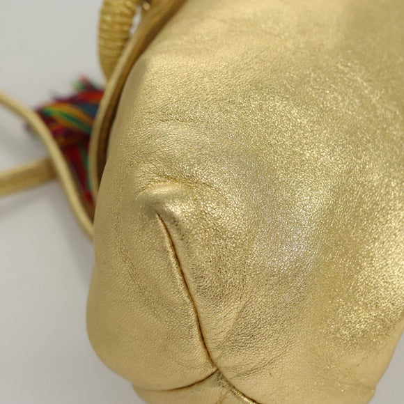 LOEWE Shoulder Bag Leather Gold Tone Auth EC925