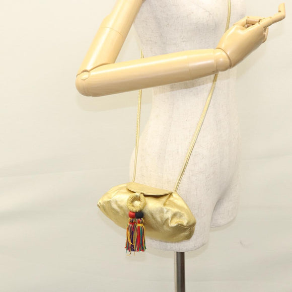 LOEWE Shoulder Bag Leather Gold Tone Auth EC925