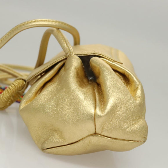 LOEWE Shoulder Bag Leather Gold Tone Auth EC925