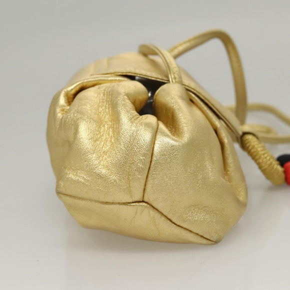 LOEWE Shoulder Bag Leather Gold Tone Auth EC925