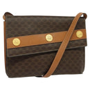 CELINE Macadam Canvas Coin Shoulder Bag PVC Leather Brown Gold Auth EC933-1