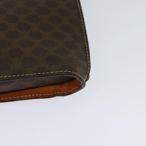 CELINE Macadam Canvas Coin Shoulder Bag PVC Leather Brown Gold Auth EC933