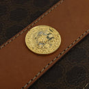 CELINE Macadam Canvas Coin Shoulder Bag PVC Leather Brown Gold Auth EC933-9