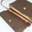 CELINE Macadam Canvas Coin Shoulder Bag PVC Leather Brown Gold Auth EC933-10