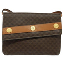 CELINE Macadam Canvas Coin Shoulder Bag PVC Leather Brown Gold Auth EC933-13