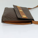 CELINE Macadam Canvas Coin Shoulder Bag PVC Leather Brown Gold Auth EC933-4