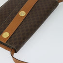 CELINE Macadam Canvas Coin Shoulder Bag PVC Leather Brown Gold Auth EC933-6