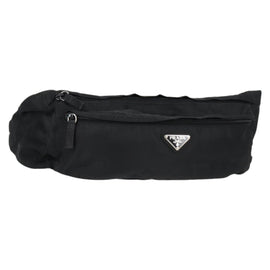 PRADA Waist bag Nylon Black Silver Auth EC935