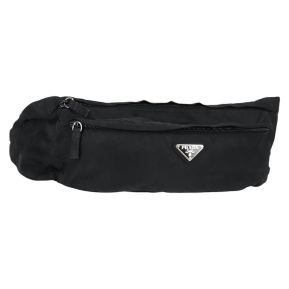 PRADA Waist bag Nylon Black Silver Auth EC935