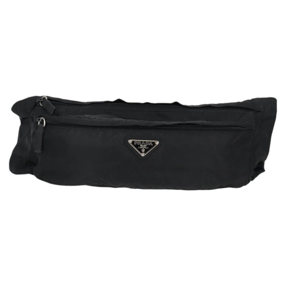 PRADA Waist bag Nylon Black Silver Auth EC935