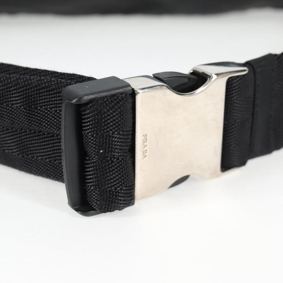 PRADA Waist bag Nylon Black Silver Auth EC935