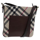 BURBERRY Nova Check Shoulder Bag Wool Beige Auth EC948-1