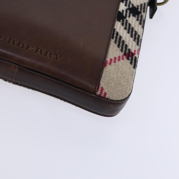 BURBERRY Nova Check Shoulder Bag Wool Beige Auth EC948