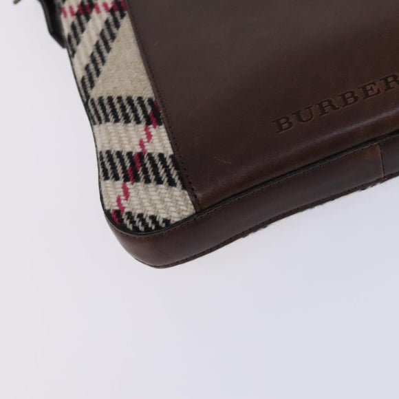 BURBERRY Nova Check Shoulder Bag Wool Beige Auth EC948