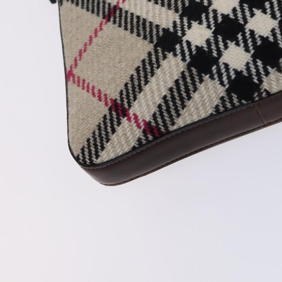 BURBERRY Nova Check Shoulder Bag Wool Beige Auth EC948