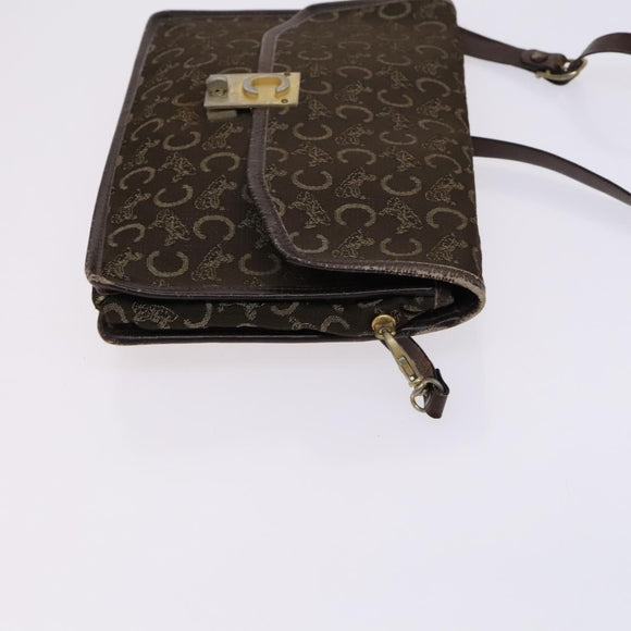 CELINE C Sulky Boston Shoulder Bag Canvas 2Set Brown Navy Auth EC949