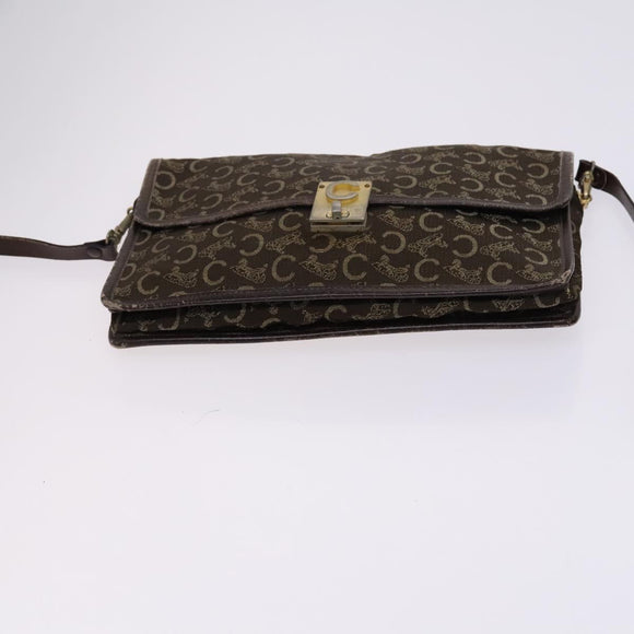 CELINE C Sulky Boston Shoulder Bag Canvas 2 Set Brown Navy Auth EC949