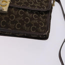 CELINE C Sulky Boston Shoulder Bag Canvas 2Set Brown Navy Auth EC949-16