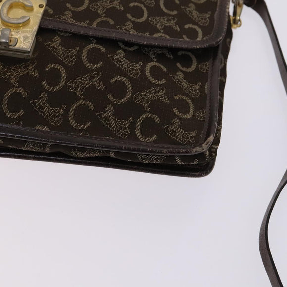 CELINE C Sulky Boston Shoulder Bag Canvas 2 Set Brown Navy Auth EC949