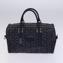 CELINE C Sulky Boston Shoulder Bag Canvas 2 Set Brown Navy Auth EC949-2