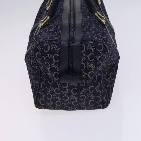 CELINE C Sulky Boston Shoulder Bag Canvas 2Set Brown Navy Auth EC949