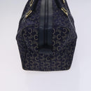CELINE C Sulky Boston Shoulder Bag Canvas 2 Set Brown Navy Auth EC949-4