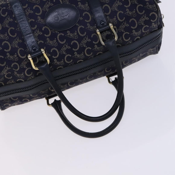CELINE C Sulky Boston Shoulder Bag Canvas 2 Set Brown Navy Auth EC949