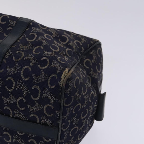 CELINE C Sulky Boston Shoulder Bag Canvas 2 Set Brown Navy Auth EC949