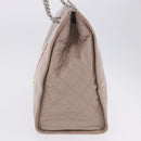 CHANEL Chain Tote Bag Patent leather Beige CC Auth EC956-10
