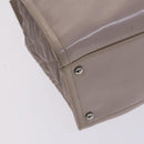 CHANEL Chain Tote Bag Patent leather Beige CC Auth EC956-11