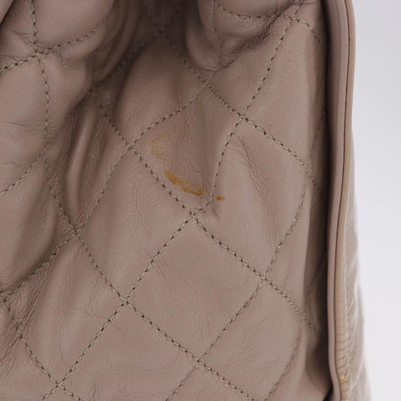CHANEL Chain Tote Bag Patent leather Beige CC Auth EC956