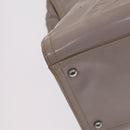 CHANEL Chain Tote Bag Patent leather Beige CC Auth EC956-13