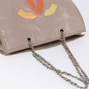 CHANEL Chain Tote Bag Patent leather Beige CC Auth EC956-14