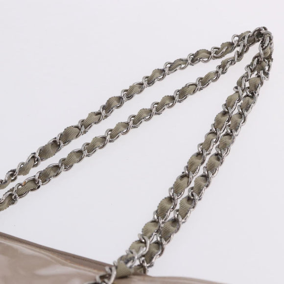 CHANEL Chain Tote Bag Patent leather Beige CC Auth EC956