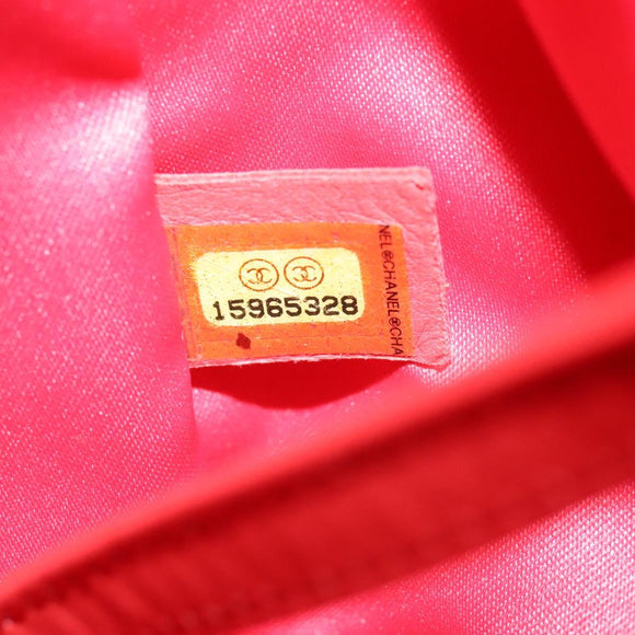 CHANEL Chain Tote Bag Patent leather Beige CC Auth EC956