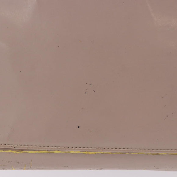 CHANEL Chain Tote Bag Patent leather Beige CC Auth EC956