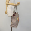 CHANEL Chain Tote Bag Patent leather Beige CC Auth EC956-22