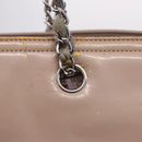 CHANEL Chain Tote Bag Patent leather Beige CC Auth EC956-25