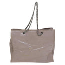 CHANEL Chain Tote Bag Patent leather Beige CC Auth EC956-3