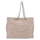 CHANEL Chain Tote Bag Patent leather Beige CC Auth EC956-6